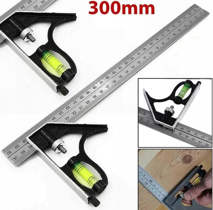 Profesjonalny Kątownik Stolarski z Poziomicą i Ołówkiem 300mm