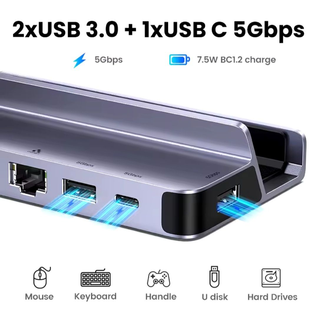 Док станция Ugreen 6 в 1  Steam deck Rog Switch