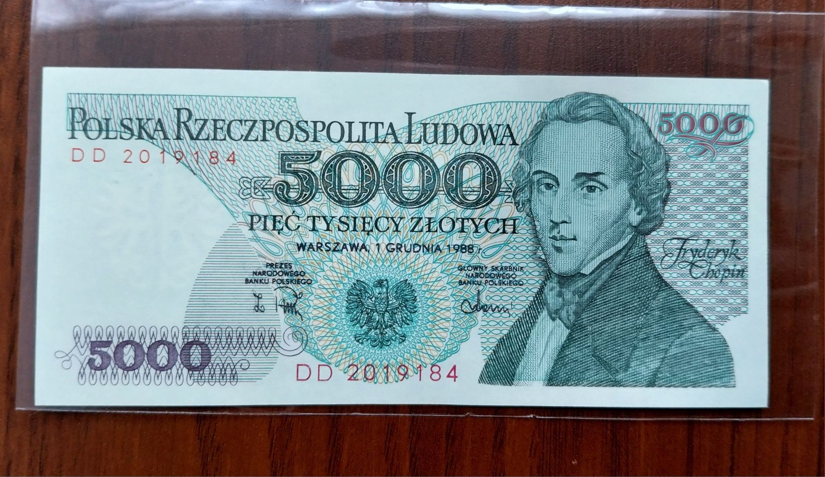 Banknot 5000 zł 1988 Chopin PRL UNC