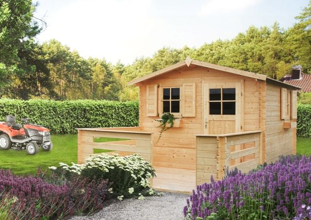 Domek ogrodowy z tarasem Agawa 4x5 drewniany 50% rabatu montaż