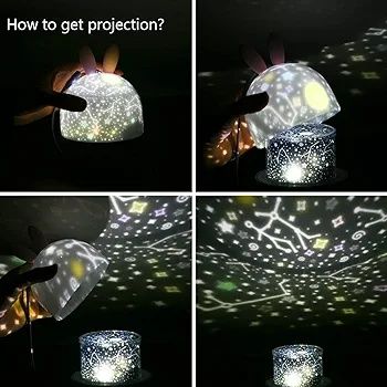 Lampka projektor URAQT- lampka nocna LED wielokolorowy królik