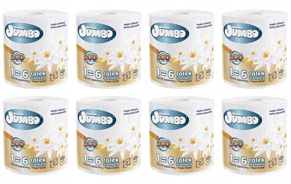Ręcznik Papierowy 1R Słonik Jumbo Maxi 300 List 2W - 8 Szt.