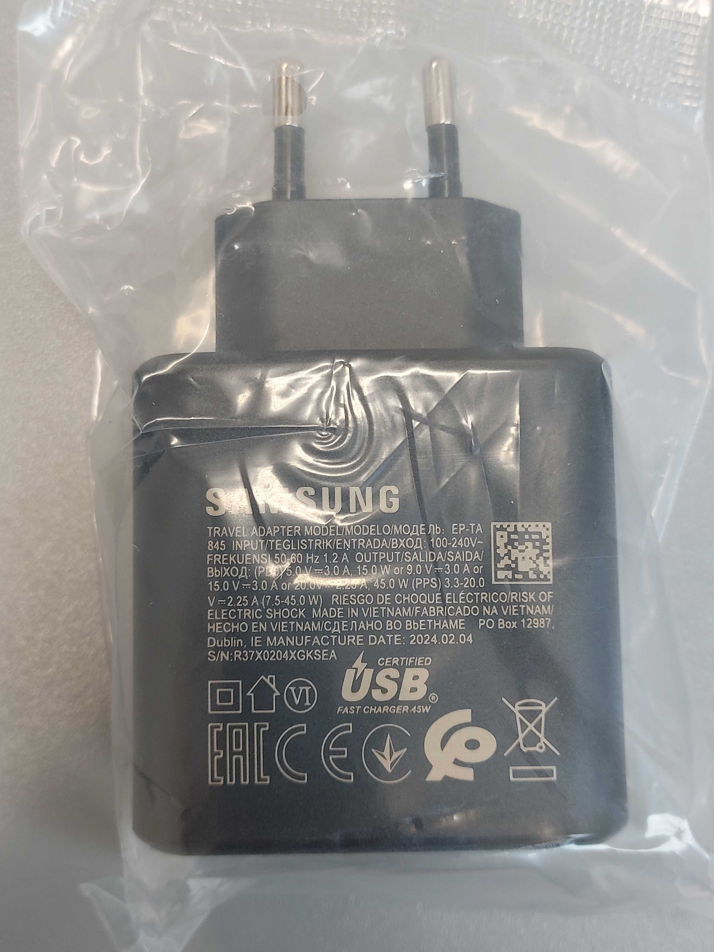 Ładowarka Samsung EP-TA845 45W PD PPS + kabel USB-C 1 m, oryginalna