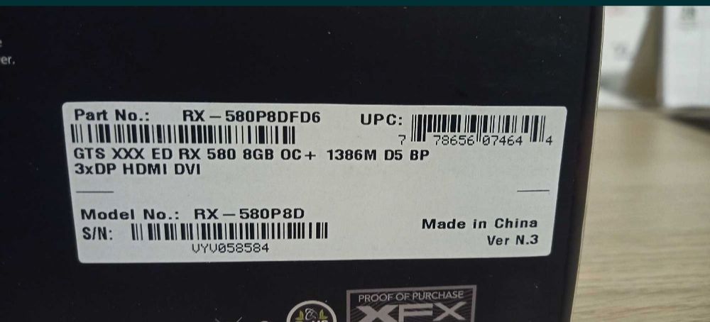 Karta RX580 XFX fabrycznie nowa