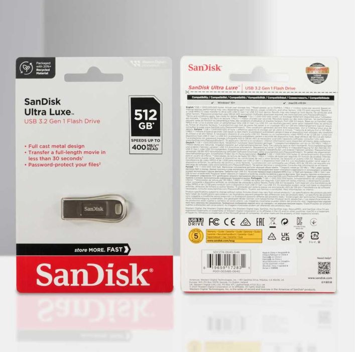 Флеш-накопитель SanDisk Ultra Luxe USB 3.2 Gen 1, 400 МБ/с 512 ГБ