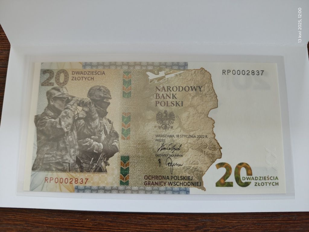 NISKI NUMER 2837 - Banknot 20zł Ochrona polskiej granicy wschodniej