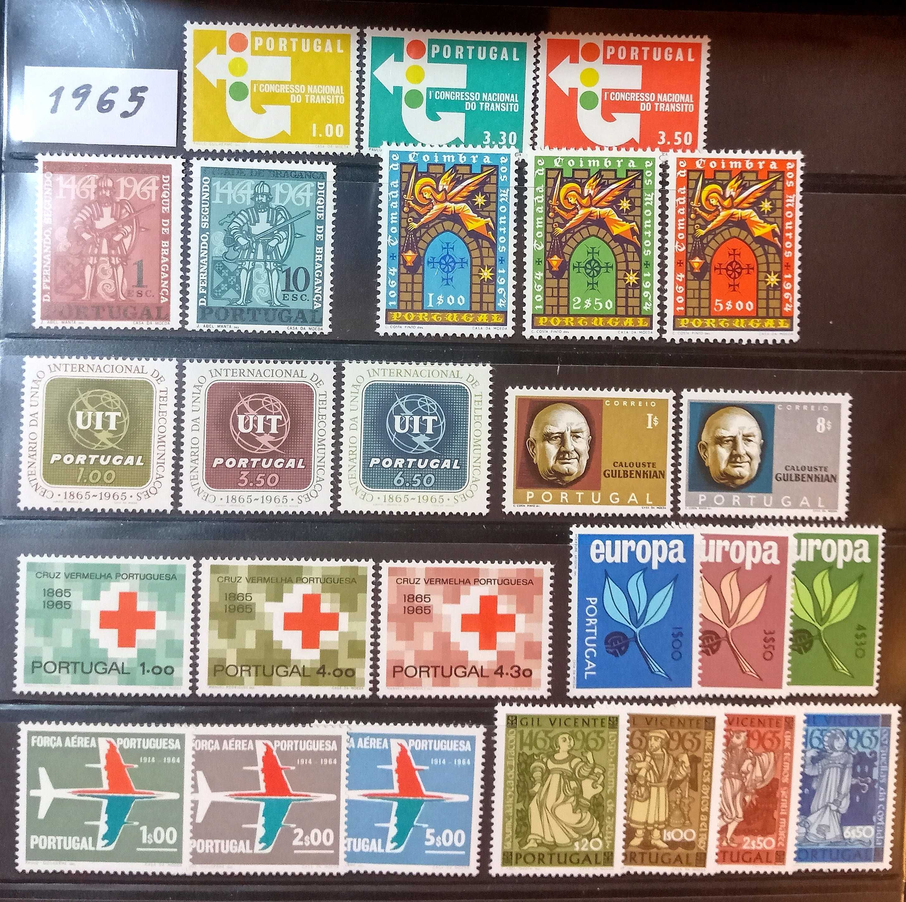 Selos de Portugal 1965 ano completo