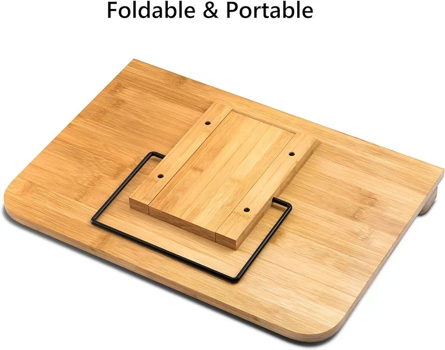 Suporte de livros tablet bambu 6 ângulos dobrável 28 x 21,3 x 4,5 cm