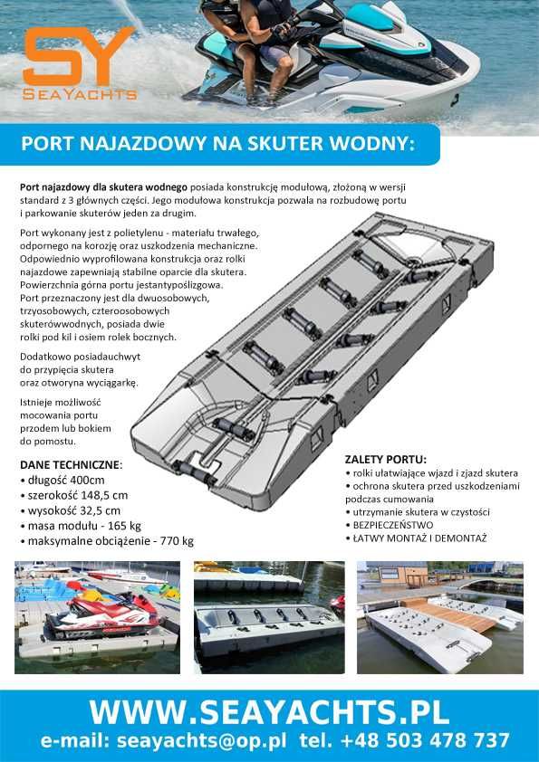 Port najazdowy na skuter wodny, port pływający suchy dok pomost 400