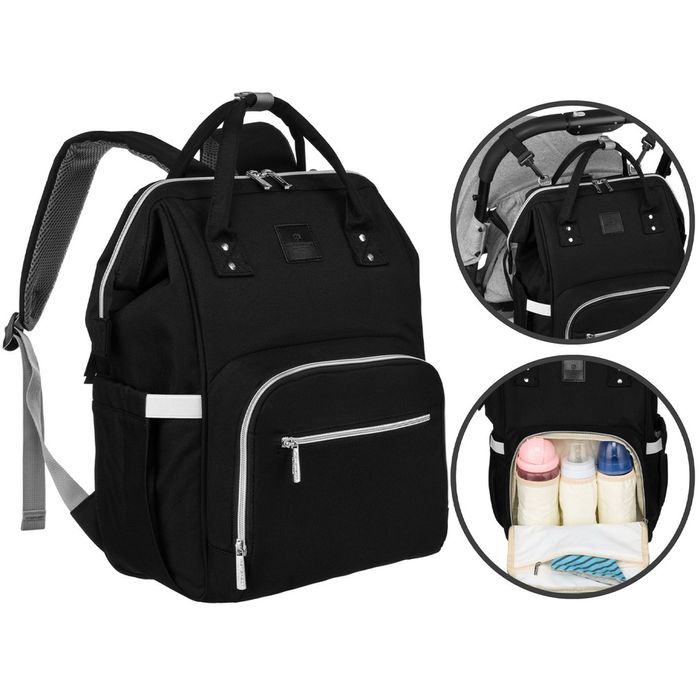 plecak miejski dla mamy z uchwytami na wózek czarny - peterson