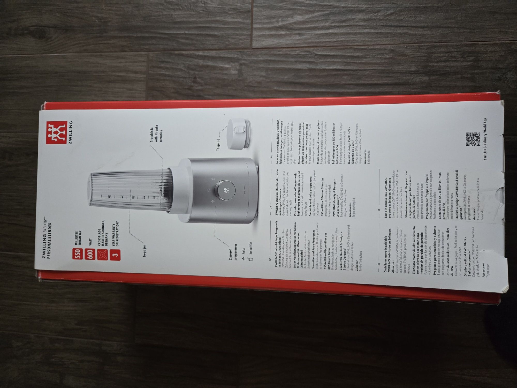 Blender kielichowy Zwilling Enfinigy, nowy, 0,55 Butelka