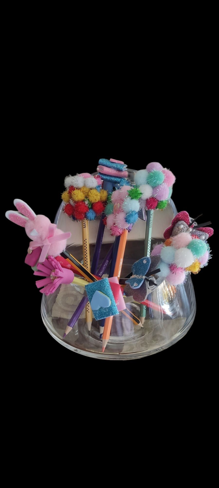 Lápis + ponteira pompom, etc