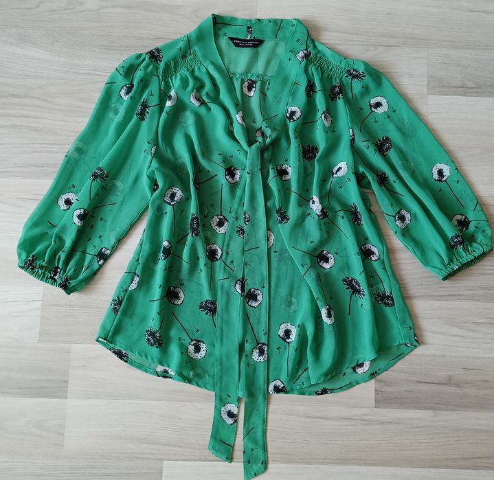 Dorothy Perkins wizytowa bluzka zielona z wiązaniem pod szyją 18/ 46