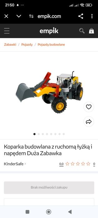 Koparka budowlana zruchoma tyzkai
napedem Duza Zabawka