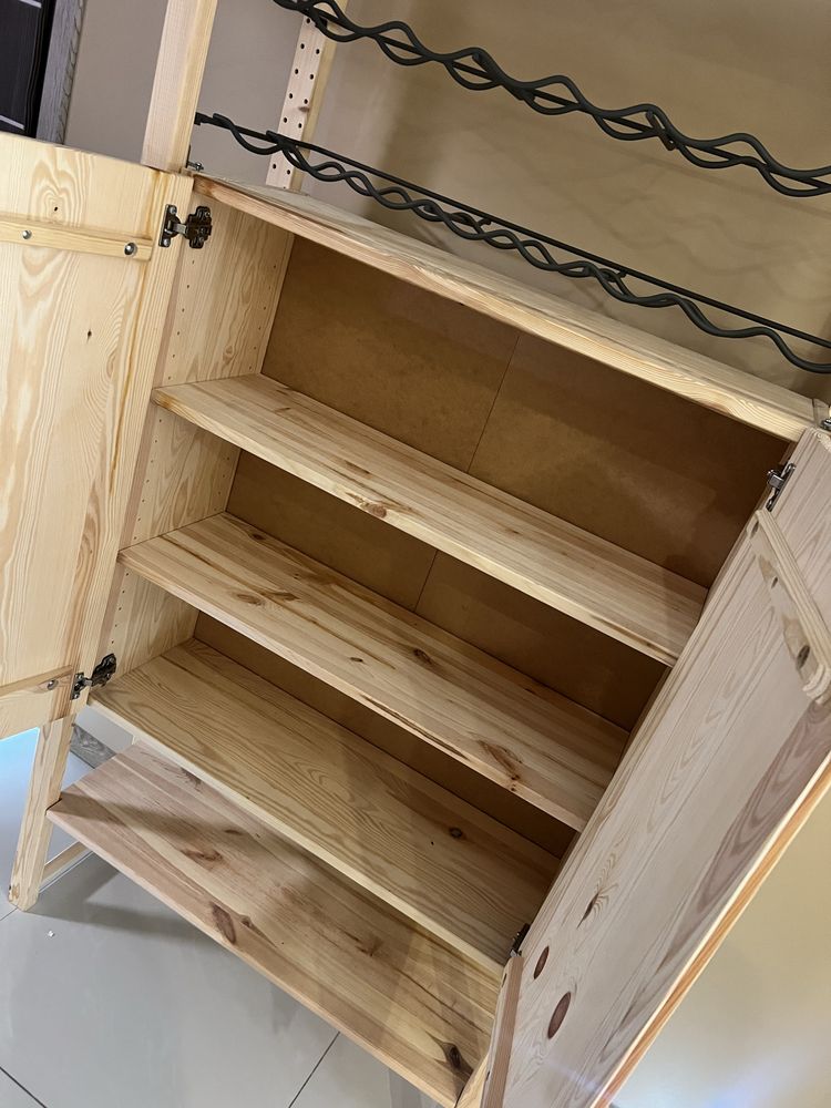 Regał drewniany z szafką i miejscem na napoje Ivar Ikea