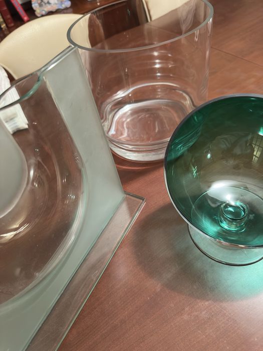 3 peças decorativas de vidro Marinha Grande