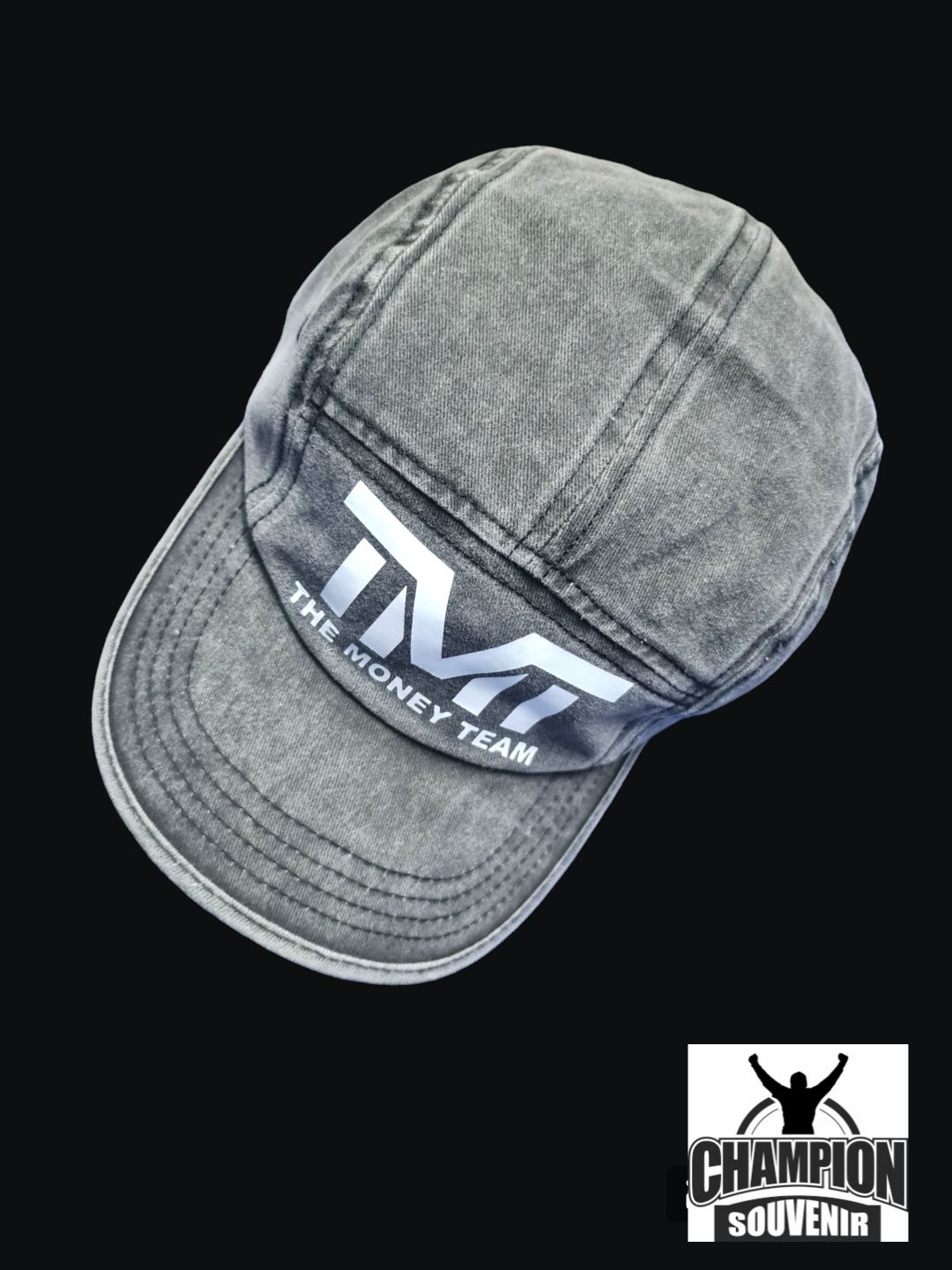 Кепка/бейсболка джинсова сіра з лого TMT тм Флойда Майвезера бокс одяг