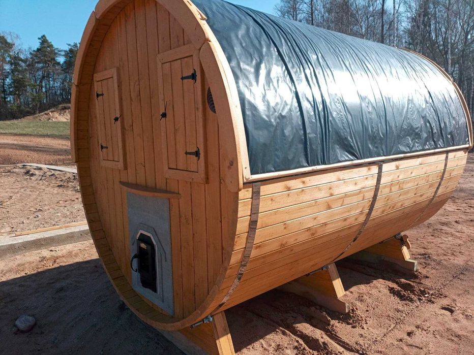 Sauna beczka 300-400cm, przedsionek, taras, przeszklenia, led!