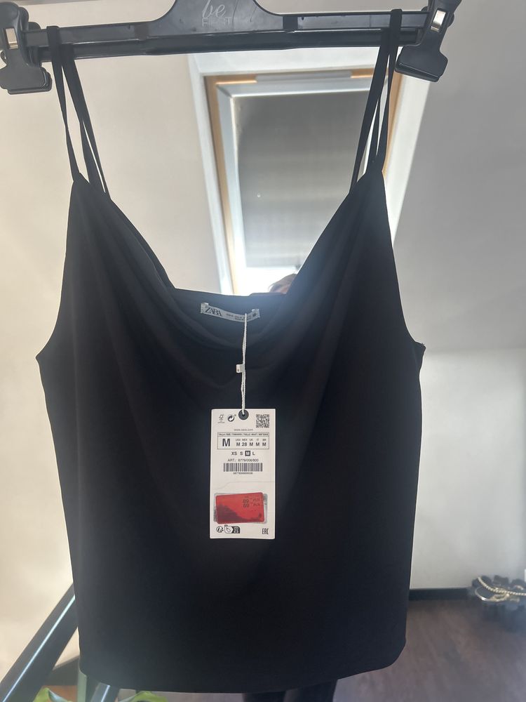 Zara czarny nowy elegancki top