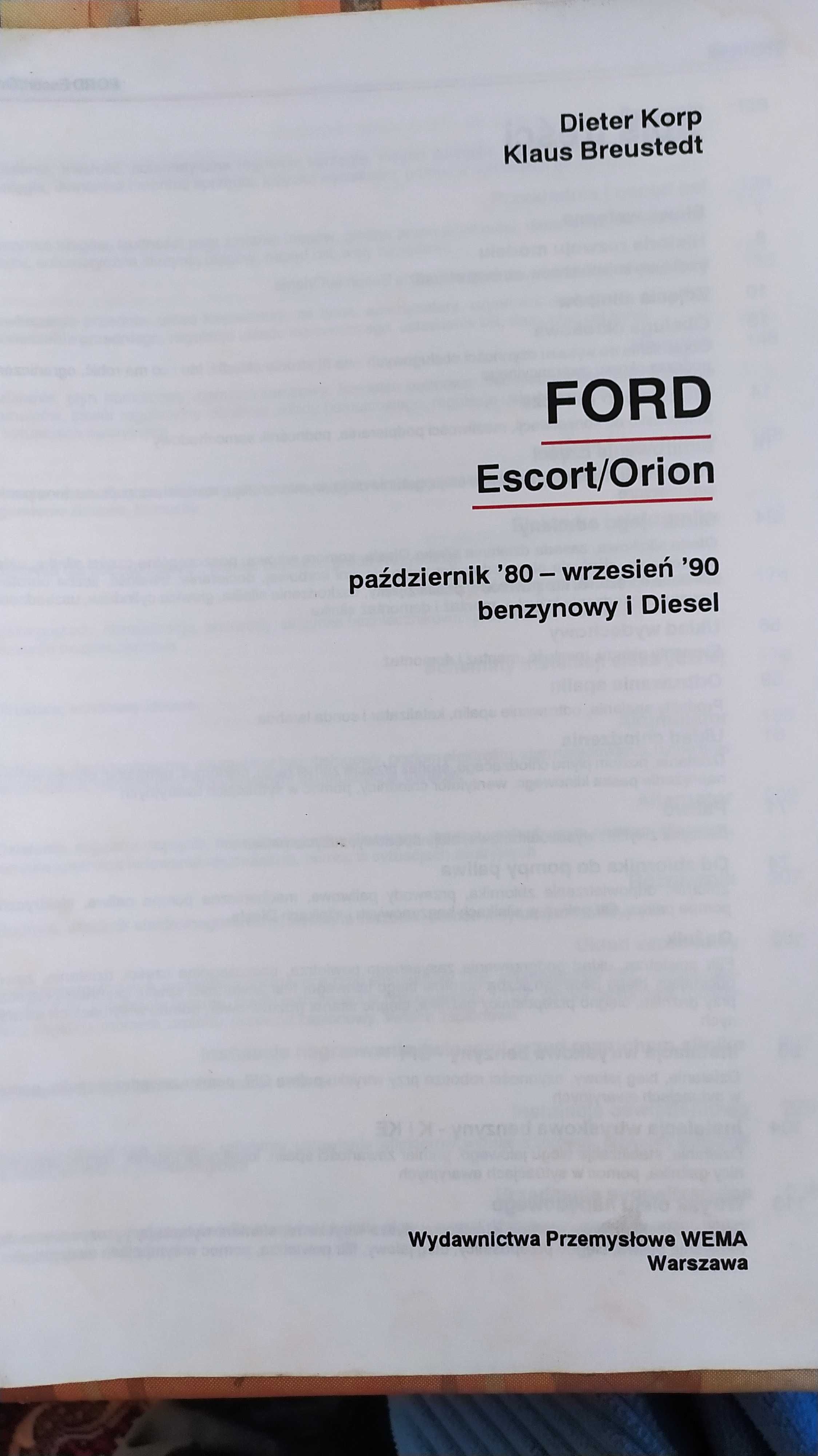 Książka Ford Eskort/Orion 1980-90rok reguluję i naprawiam