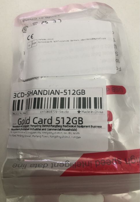 Adapter z karta panieci 512gb plus czytnik kart pamięci