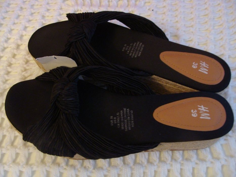 nowe czarne klapki platforma espadryle