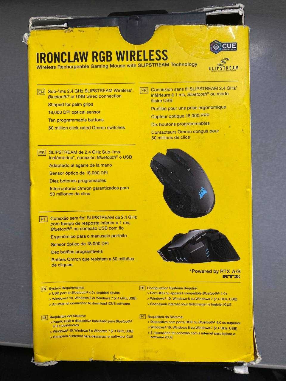 Миша ігрова CORSAIR Ironclaw RGB Wireless Black