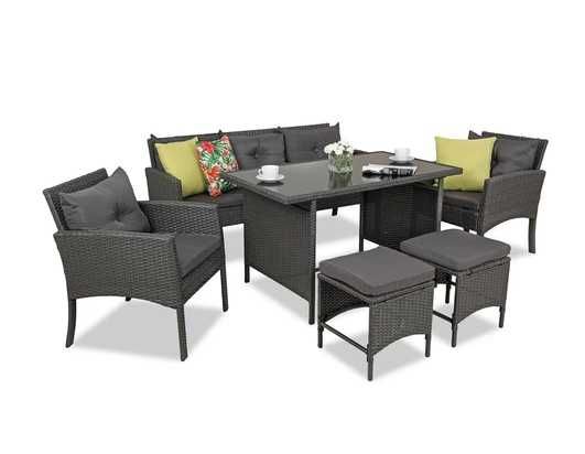 Zestaw mebli ogrodowych z technorattanu z pufami DARMOWA DOSTAWA