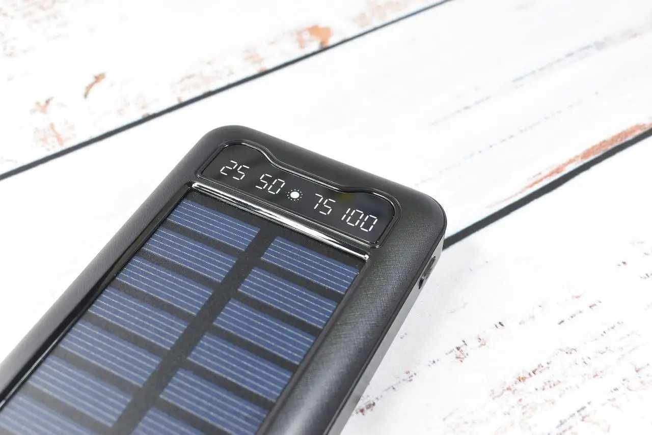 Solar Power Bank Павербанк з сонячною батареєю + ліхтарик 10000 mAh