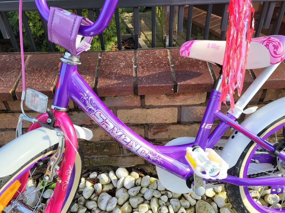 Rower Saveno 16 cali z uchwytem/popychaczem i bocznymi kółkami