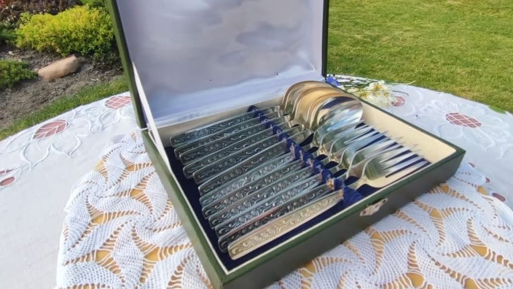 Zestaw sztućców posrebrzane łyżki+ widelce z czasów ZSRR,Baku 1970-80