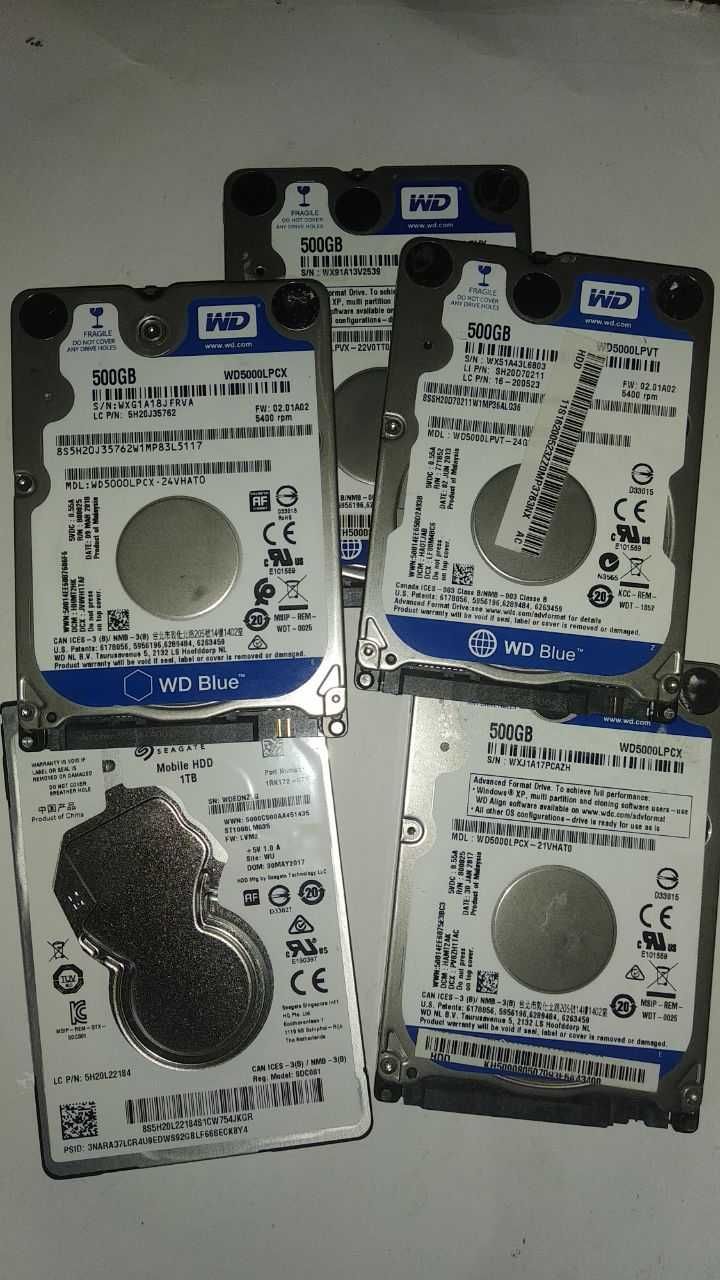 Жесткие диски HDD2,5" 500GB и 750GB (WD, Toshiba, Seagate)