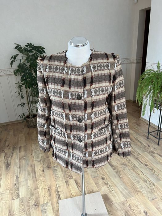 Żakiet kurtka damska M 38 brązowa beżowa nowa etno boho