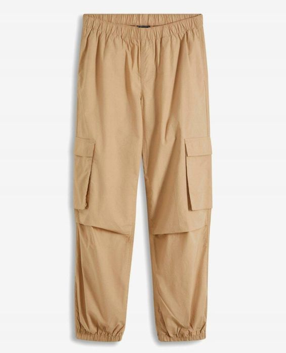 Spodnie wygodne, sportowe Bonprix 48, bojówki, Cargo, beżowe