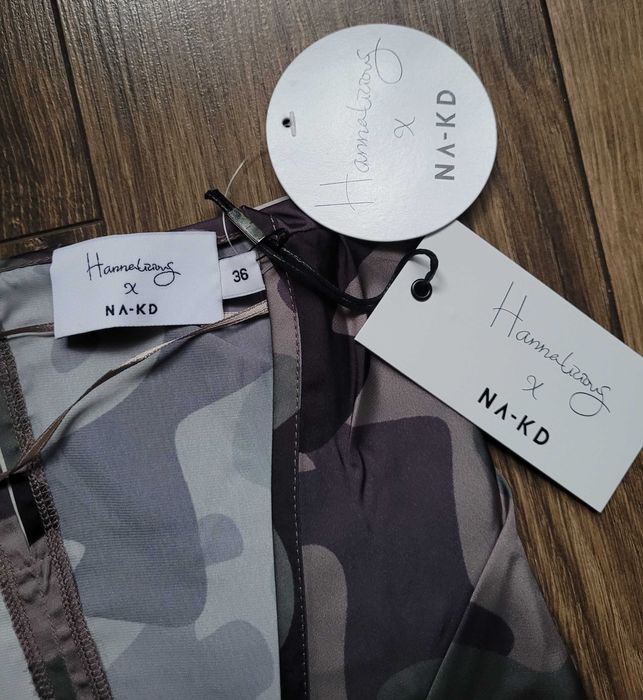 sukienka NA-KD x Hanna Licious kimono 36 krótkie rękawki moro