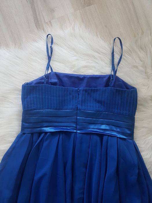 Umiks niebieska elegancka rozkloszowana sukienka na ramiączkach M L 38