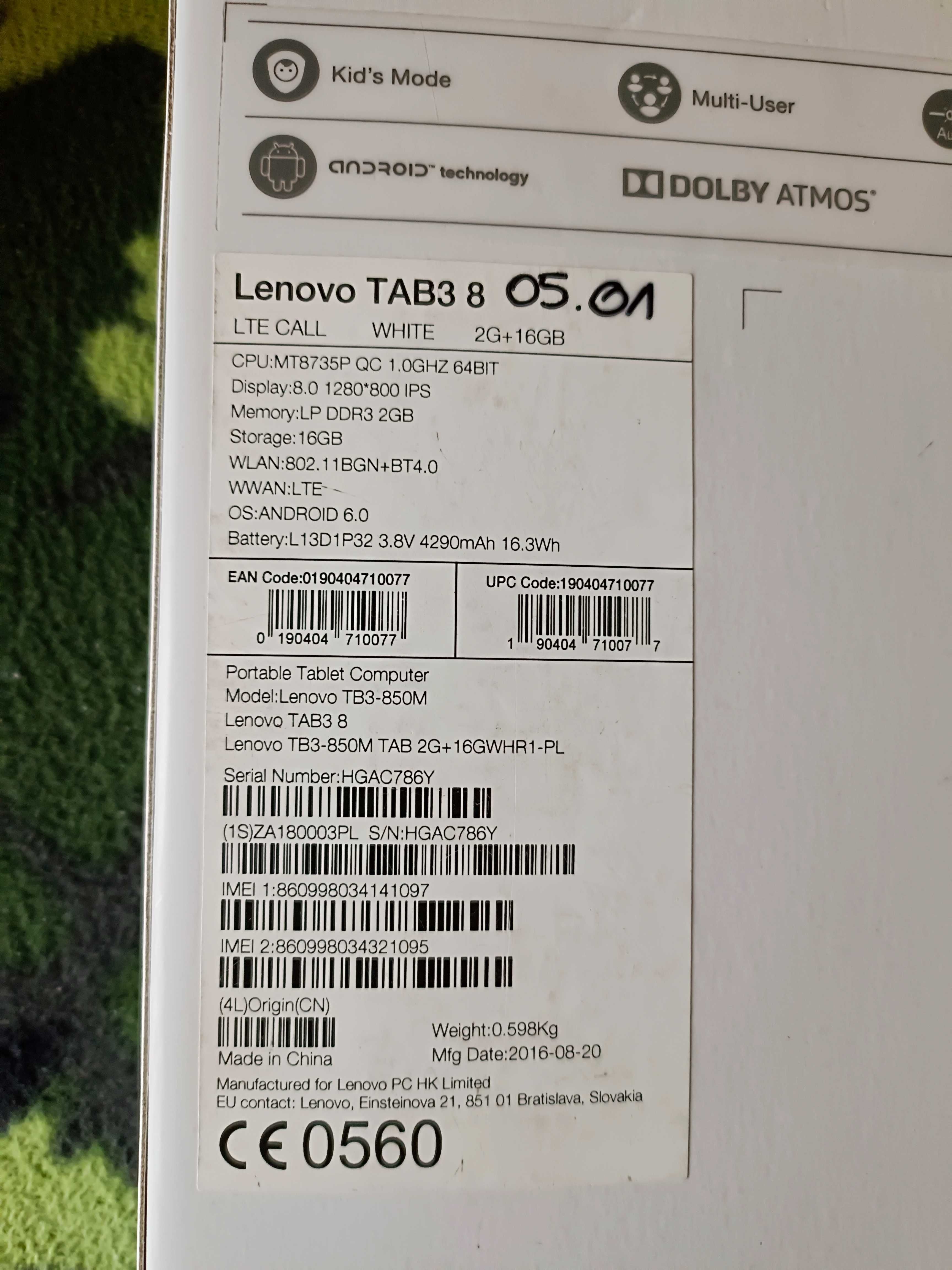 Tablet  LENOVO TAB 8 TB3-850M