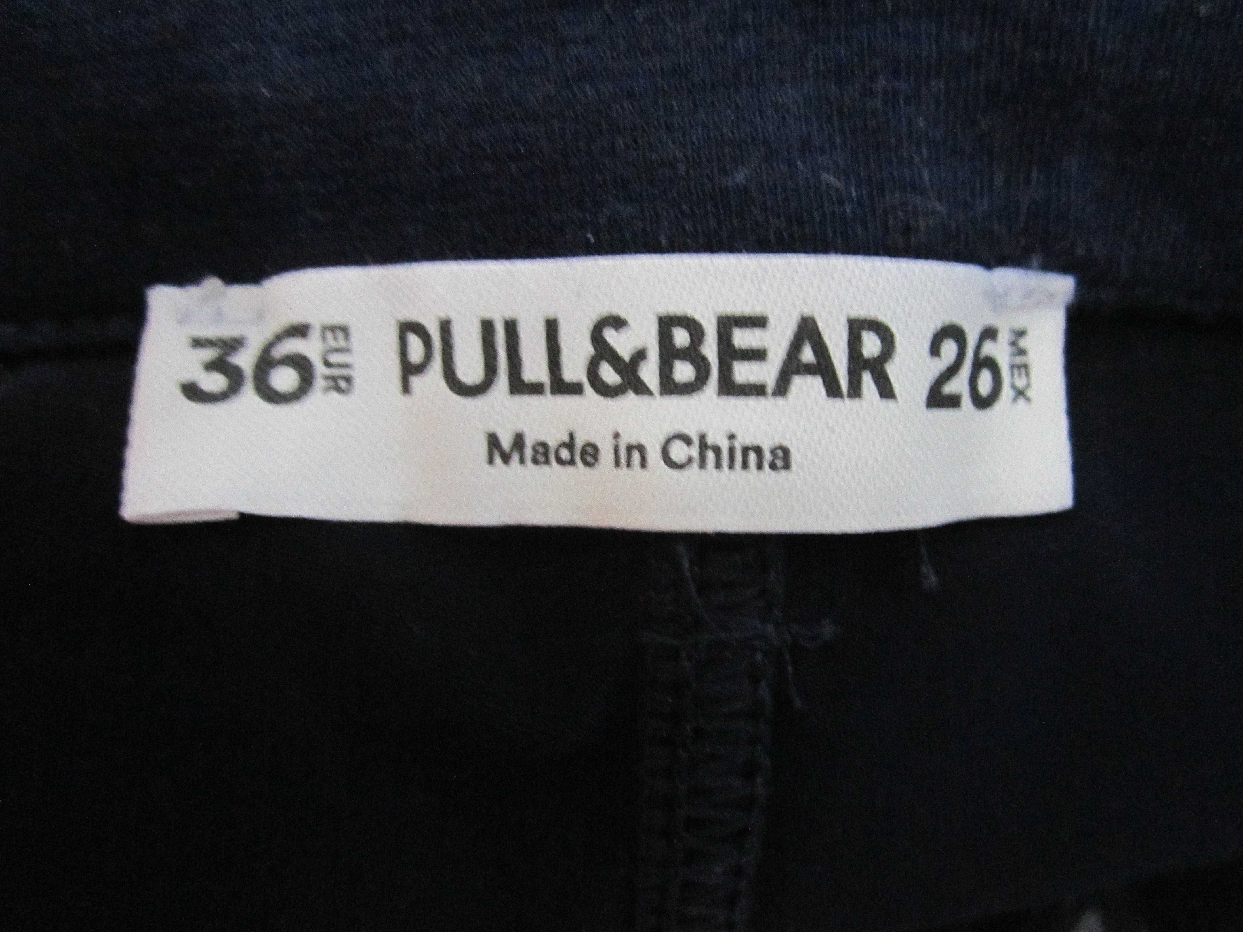 PULL & bear lakierowane rurki spodnie granatowe S-M
