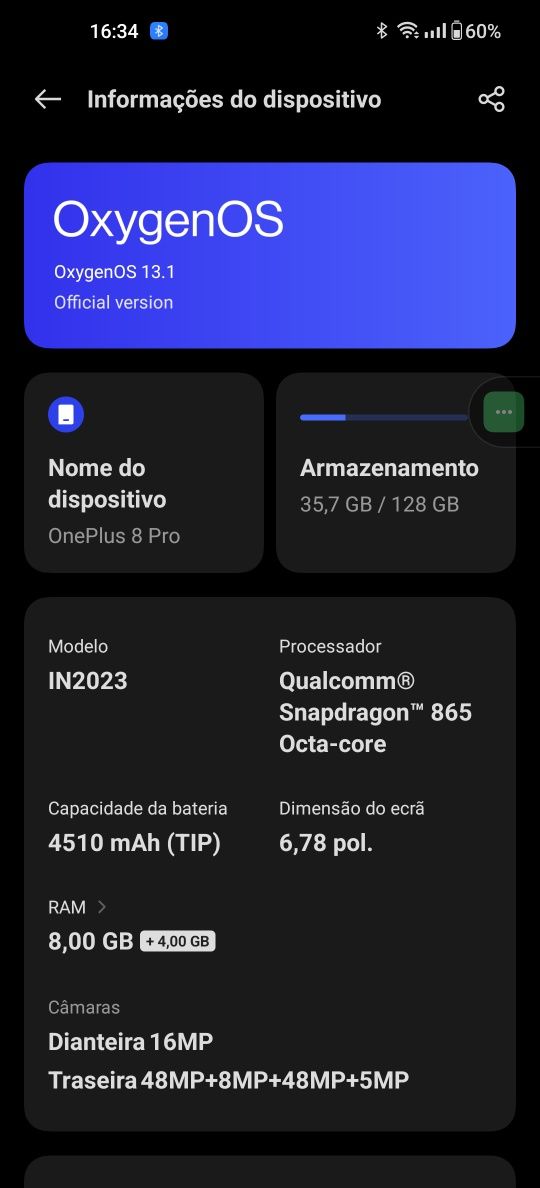 One plus 8 pro cinza