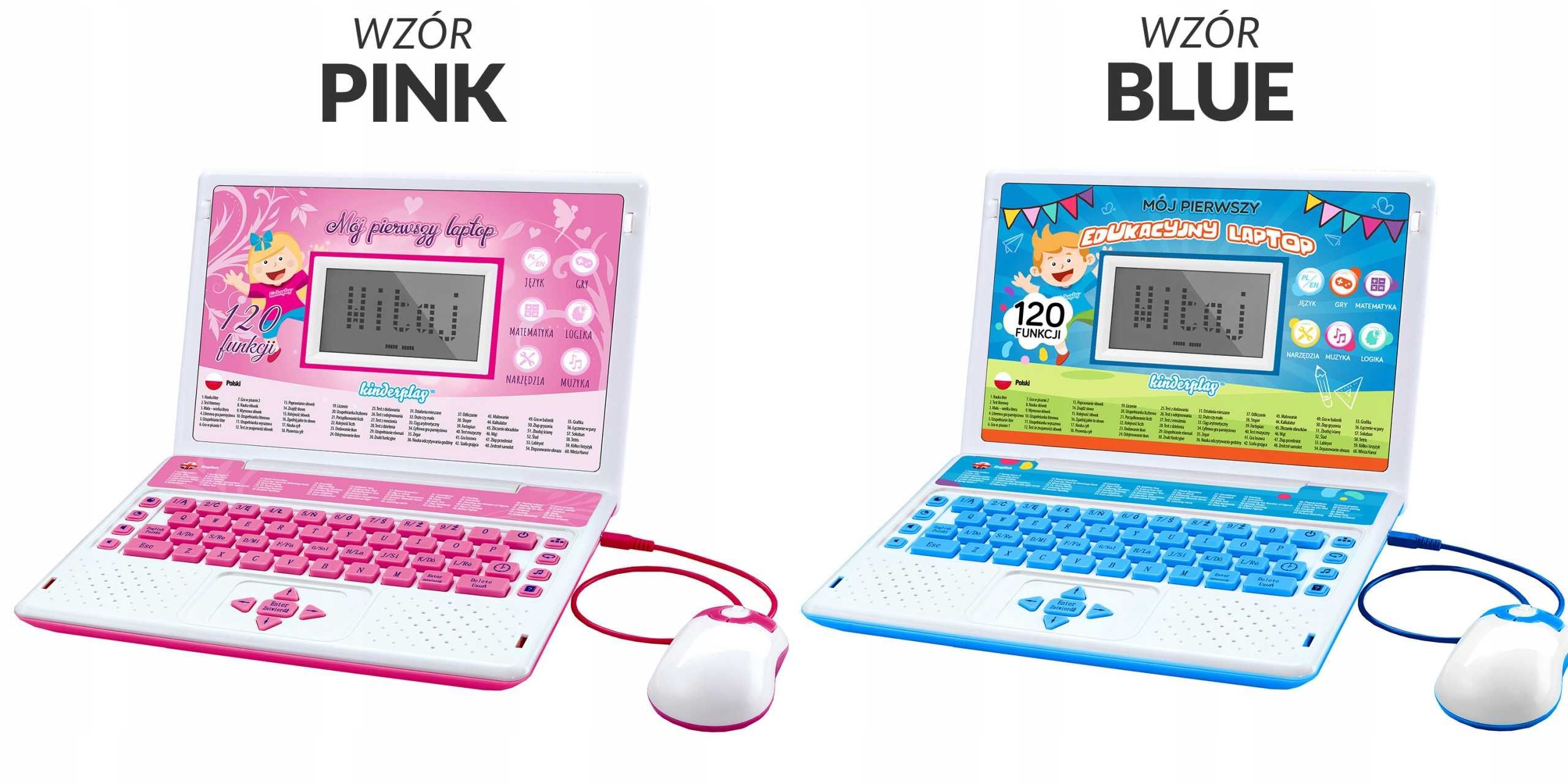 Laptop edukacyjny Kinderplay różowy 120 opcji