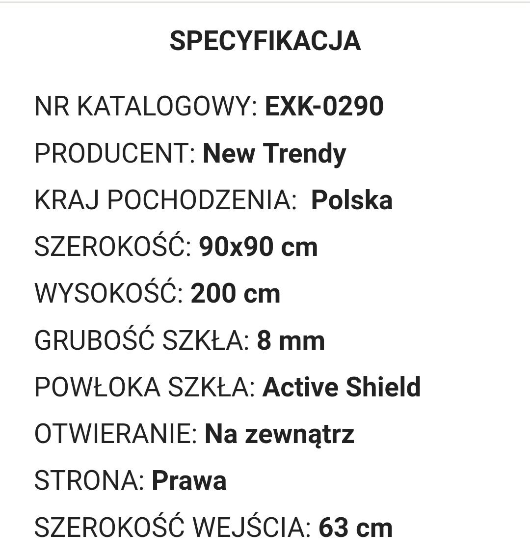 Drzwi do kabiny prysznicowej NEW TRENDY EVENTA pięciokątna 90X90