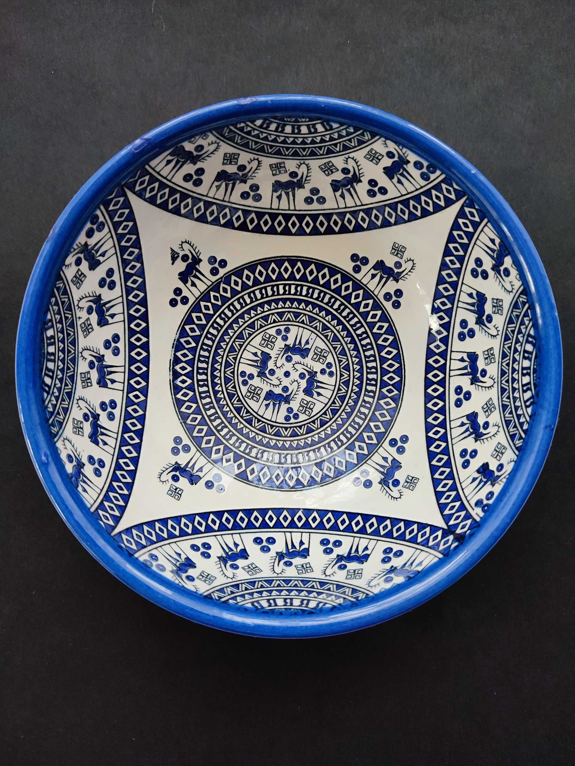 Вінтажна глибока керамічна тарілка миска ручної роботи, Марокко