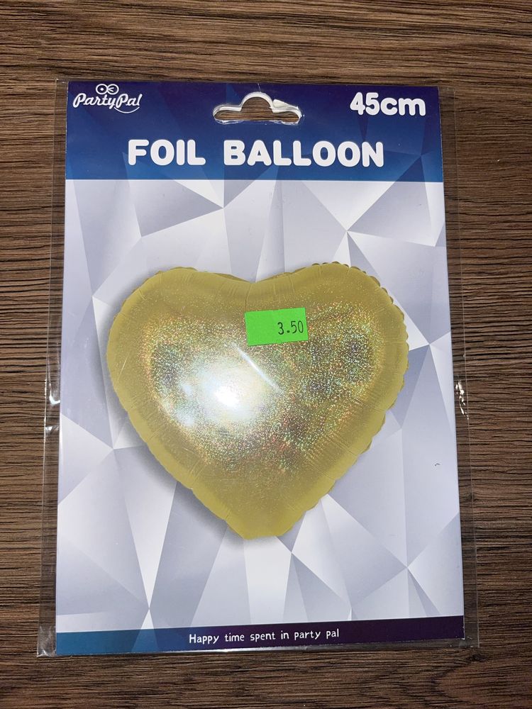 Balon Serce złote - foliowe holograficzne 18 cali