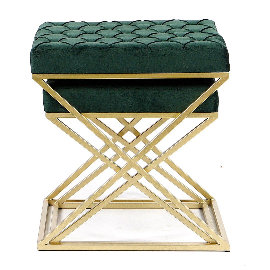 Siedzisko  pufa krzesło taboret royal s/2 but ziel/zł h=37/46cm
