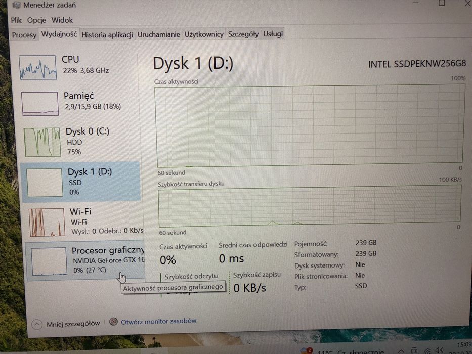 Komputer Msi Infinite S Gamingowy GTX 1660 Ram 16 Gb 1 TB i5 9 gen