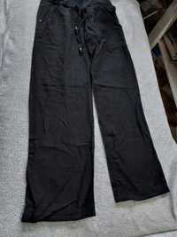 Spodnie ciążowe, dzwony, luźne lniane 38 M len, czarne
