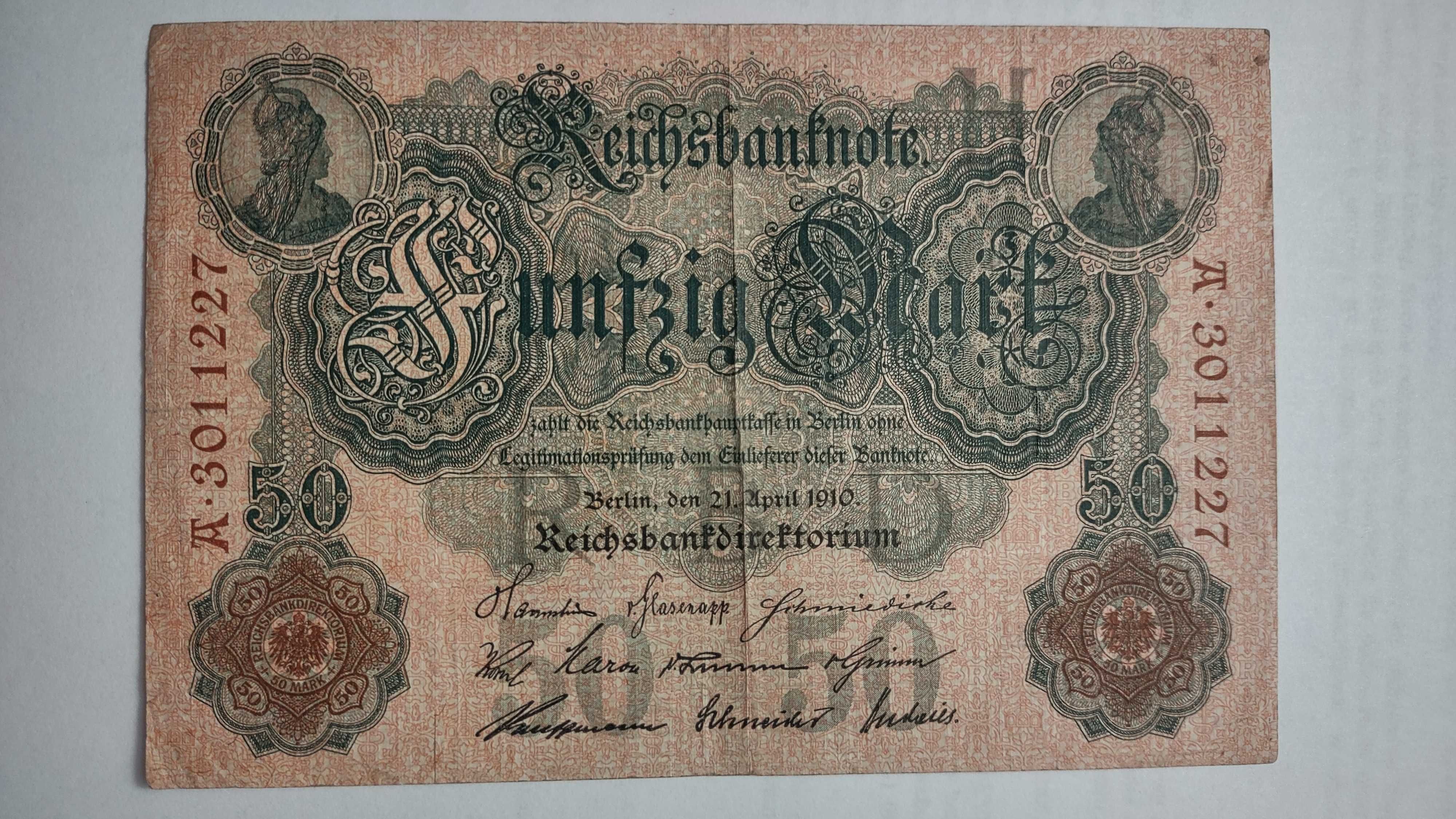 Banknot Niemcy 50 RM, 1910r