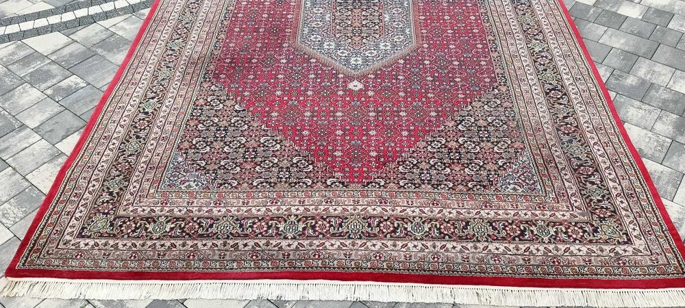 Indo Bidjar ręcznie tkany dywan wełniany 365 x 249 cm piękny wzór duży