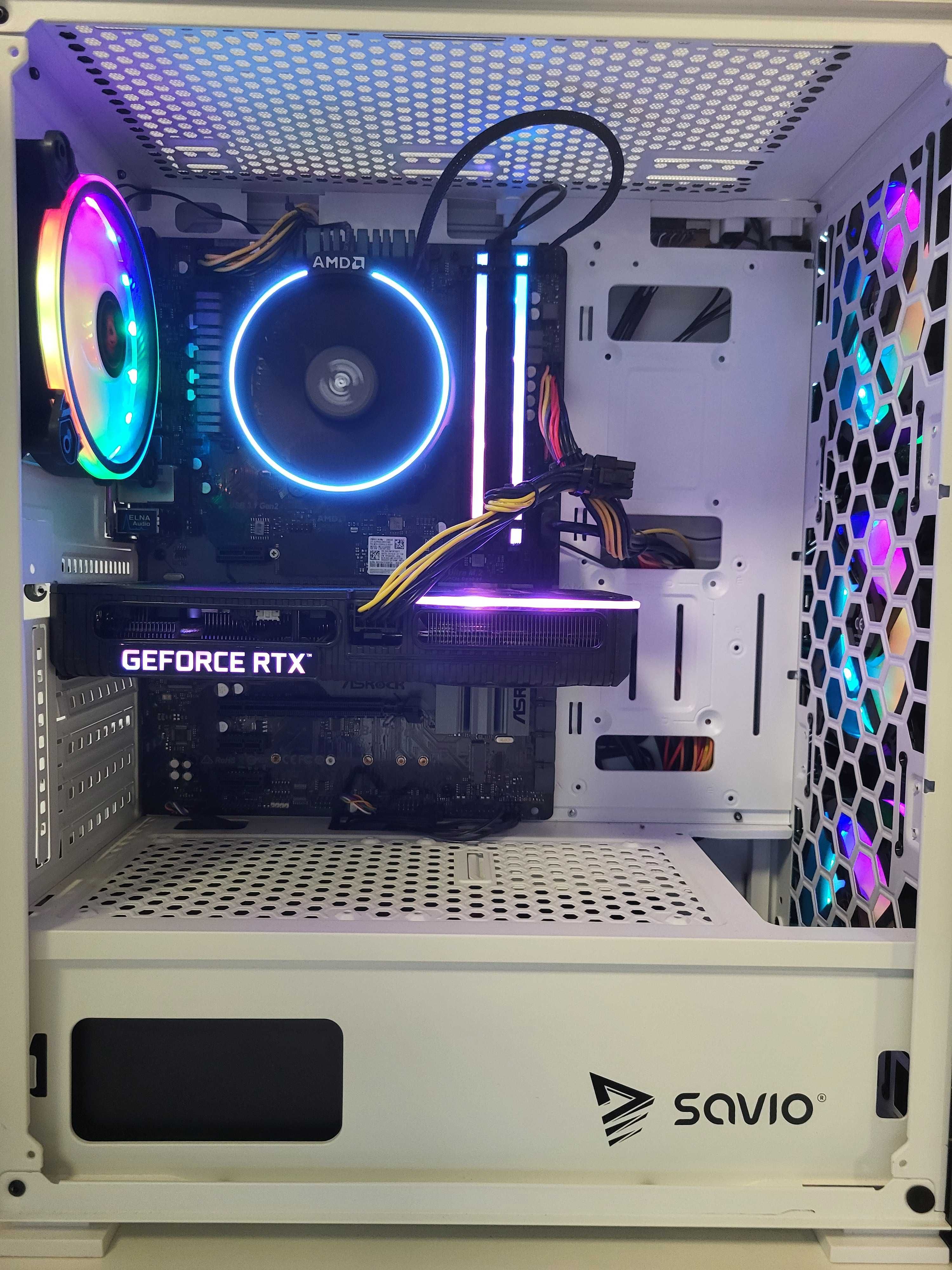 Komputer gamingowy do gier Ryzen 7 2700 2TB SSD RTX 3060Ti LED pilot