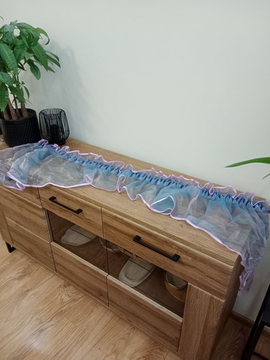 Szyfonowy fioletowy asymetryczny lambrekin 130x40